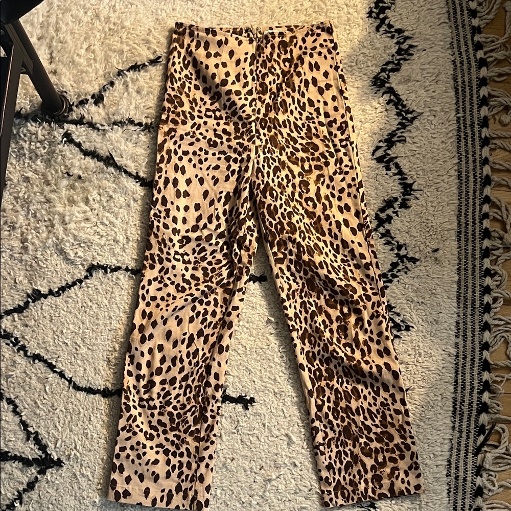 Reformation Brown Leopard Print Pants